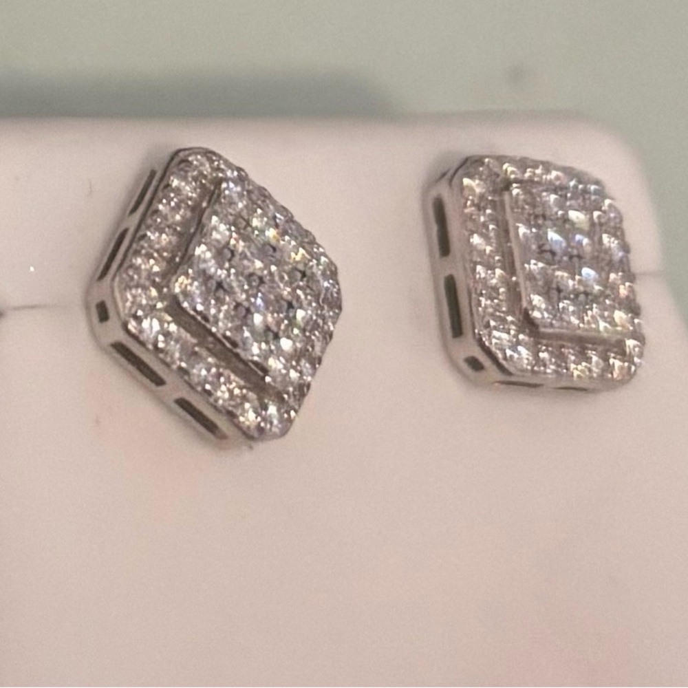 Dazzling Silver Moissanite Diamond Earrings